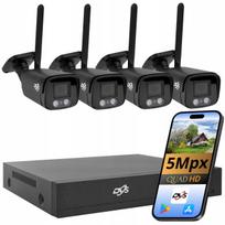 WiFi stebėjimo kamerų rinkinys, 4 kameros, 5Mpx, juodos, su DVS įrašymo įrenginiu