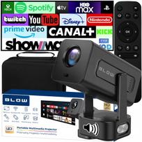Nešiojamas projektorius Android Smart TV WiFi Full HD su dėklu ir garsiakalbiu
