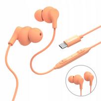 Laidinės ausinės Hama Curly USB-C, oranžinės, su valdymo pultu ir mikrofonu