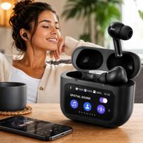 Belaidės ausinės Bluetooth 5.4 su įkrovimo dėklu ir lietimui jautriu LCD ekranu
