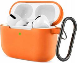 Silikoninis dėklas Apple AirPods Pro 3 su kabliuku, oranžinis