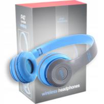 Belaidės ausinės su Bluetooth, radiju ir SD kortelių skaitytuvu, mėlynos