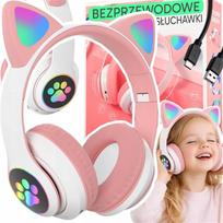 Belaidės ausinės vaikams su kačių ausytėmis, Bluetooth, RGB