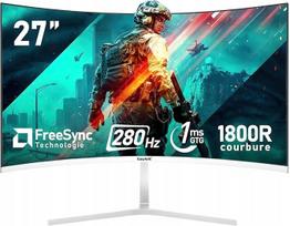 Lenktas monitorius Gawfolk 27" 280Hz 1ms FHD 1800R HDMI DP VESA baltas