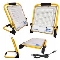 Halogeninė LED statybinė lempa su stovu, 200W, nešiojama, su baterija