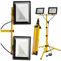 Halogeninis LED prožektorius 2x100W su statybiniu stovu ir kištuku 230V 200W IP65