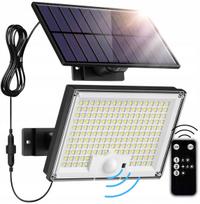 LED saulės lempa 300W su atskiru skydeliu, nuotolinio valdymo pultu ir judesio, sutemų jutikliu