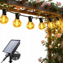 Lauko saulės girlianda 10m 12x LED lemputės su nuotolinio valdymo pultu