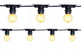 Lauko girlianda 20 m juoda su LED filamentinėmis lemputėmis