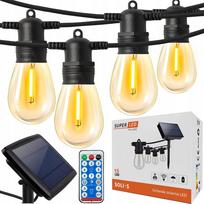 Saulės girlianda LED 15m su 15x E27 LED filament SuperLED
