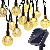 Saulės girlianda X100 burbulų 10 m LED šiltai balta sodui