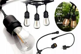 Lauko girlianda 230V 20m su 20x LED lemputėmis E27 WW