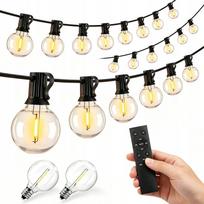 Sodo girlianda 15M 25x LED lemputės su nuotoliniu valdymu ir reguliuojamu ryškumu