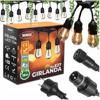 Lauko girlianda 15 m, 16x LED lemputės, 1W, atspari vandeniui