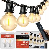 LED lauko girlianda, 15 m, 25x G40 lemputės, 2 dovanėlės