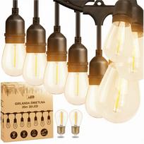 Sodo girlianda 20 m, 20 LED lempučių, storas laidas, balkonui