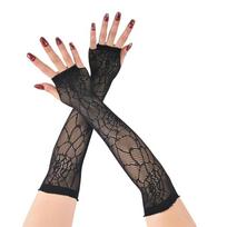 Black Sexy Hollow Out Arm Sleeves Punk Mesh Breathable Long Girl Hand Sleeves Decoration Cosplay Performance Gloves