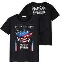 New Cody Rhodes American Nightmare Wrestling T Shirt 2025 Printed Y2K Style Casual Kids Top Childrens Wrestling Merch Tee M black