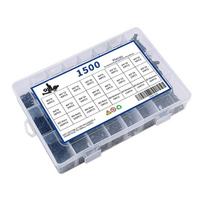 1500Pcs Flat Head Hexagon Socket Caps Screws Bolt Stainless Steels Countersunk Head Hexagon Drive Machine Screws Washers 1
