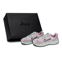 Nike P 6000 Cushioning Breathable Lightweight Low top Running Shoes Unisex Pink Green Silver CD6404-105(Team80-S-BOX) 42.5 gray
