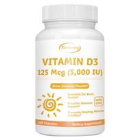 Vitamin D3 capsules, 5000 IU, for immune health, nutritional supplement, suitable for both men and women. 120*1