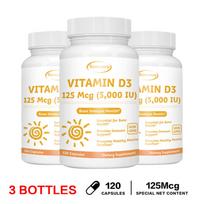 Vitamin D3 capsules, 5000 IU, for immune health, nutritional supplement, suitable for both men and women. 120*3