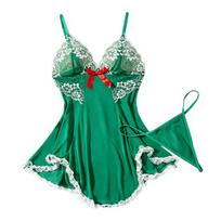 Didelio dydžio Seksualus Babydoll Naktinis Suknelė Moterims, V formos iškirptė Nėriniai Skaidrus Tinklelis Naktinis Chalatas, Plonos Petnešėlės Chemise Šleifinė Suknelė su T-string S žalia