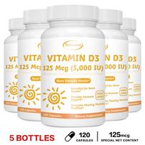 Vitamin D3 capsules, 5000 IU, for immune health, nutritional supplement, suitable for both men and women. 120*5