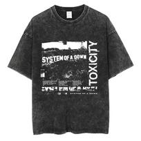 Washed Vintage System of A Down Toxicity Album Graphic T-shirt Men Women Rock Oversized T Shirts Man Alternative Metal T-shirts S įvairiaspalvis