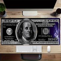 1pc Large Gaming Mouse Pad, UV Reactive Non-Slip Desk Mat, Washable Polyester Benjamin Franklin Dollar Computer Pad with Vibrant Game Machin 30cmx60cm(11.8x23.6inch) gray