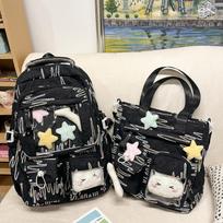 Schoolbag Children's School Bag Tote Bag Girls Primary School Students First Grade Junior High School Students High School Backpack College Students Shoulders + pendants + star badges 3 bones 1 juoda