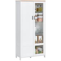 Kitchen Sideboard Kitchen Cabinet Display Cabinet 7 Shelves Including 3 Glass Shelves 76 x 36 x 160 cm White 76 x 36 x 160 cm