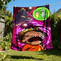 1 vnt. Rick and Morty lauko flanelės pledas Minkštas, lengvas ir šiltas 80x120cm purple