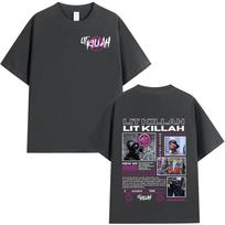 Rap Singer Lit Killah MAWZ Album Tshirt Tour Merch Short Sleeved 2026 Summer Mens Womens Cotton Loose Tshirt Street Wear S gray