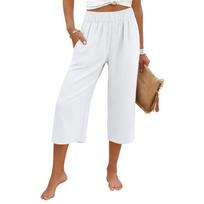 Womens Baggy Wide Leg Pants Summer High Waisted Palazzo Pants Beach Vacation Casual Trousers With Pockets M balta