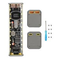 45W 8*18650 Transparent Power Bank Case DIY Electronic Kit With Light Digital Display Fast Charge Battery Storage Box USB TypeC geltona
