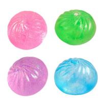 Glitter Dumpling Sugar Stress Ball Clear Steamed Bun Squeeze Fidget Toy Stretchy Decompression Simulation Dough Ball Desk Toy 1pc pink