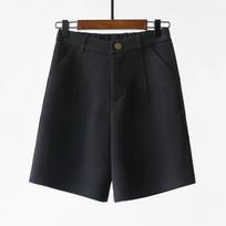 Women's 2025 Hong Kong Style High-Waisted Loose Wide-Leg Summer Mid-Length Shorts Medium