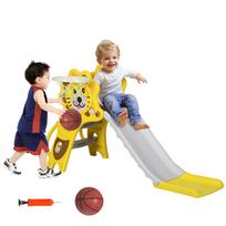 Baby Slide with Basketball Hoop, Climber, Easy to Assemble Kids Slide for Indoor Use, for Ages 18-36 Months - Yellow 332.74 x 127 x 187.96 cm