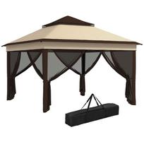 3 x 3(m) Pop Up Gazebo, Height Adjustable Instant Event Shelter with Netting and Carrying Bag, Beige 326 x 326 x 272 cm smėlis