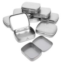 Maža atlenkiama metalinė dėžutė lūpų balzamui, barzdos vaškui, kremui, saldainiams, kosmetikai, tabletėms 6X4.6X1.5 sidabras