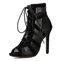 Užtrauktukas Šokio Batai Lotynų Salsa Juodas Suede Oda Šokio Batai Moterims Šokio Batai Su Skirtingais Kulniukais 8.5cm 7.5cm 6cm QT-006 35 juoda