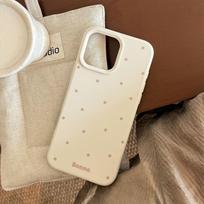 Applicable To IPhone16 Apple Phone Case 17promax Simple Solid Color Polka Dot 1314 Korean 12 Silicone 12pro max(6.7) black
