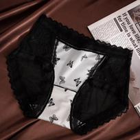 Girl Summer Thin and Sweet Sexy Lace Butterfly Satin Breathable Briefs L