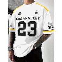 summer Number 23 Los Angeles Print Mens T-Shirt Man Short Sleeves Sport  Baseball Jerseys  Oversize 6colors Tees Men Clothes S