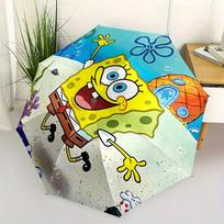 1pc SpongeBob SquarePants Automatic Opening/Closing Umbrella - Portable 3-Fold Design with 8 Iron Ribs, Outdoor, for Fans, Travelers, Daily Use, blue