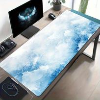 Large Gaming Mouse Pad with Blue  White Gradient Watercolor Design NonSlip Washable Rubber Base Desk Mat for Office  Gaming 300x800x2mm white