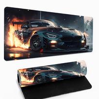 Large Gaming Mouse Pad with Stunt Drift Car Design NonSlip Rubber Base Precision Edge Rectangular Desk Mat for Office ESports 400x800x2MM