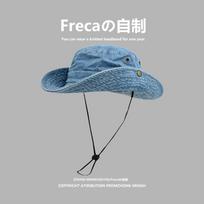 Japanese Outdoor Western Cowboy Fisherman Cap Men Women Summer Travel Mountaineering Fishing Bucket Hats Sun Protection Sun Hat 56-58cm gray