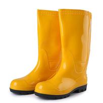 Steel Head Anti-smashing High Drum Rain Shoes Men's Steel Plate Protective Rain Boots Black High-top Water Shoes Rubber Shoes 36 geltona